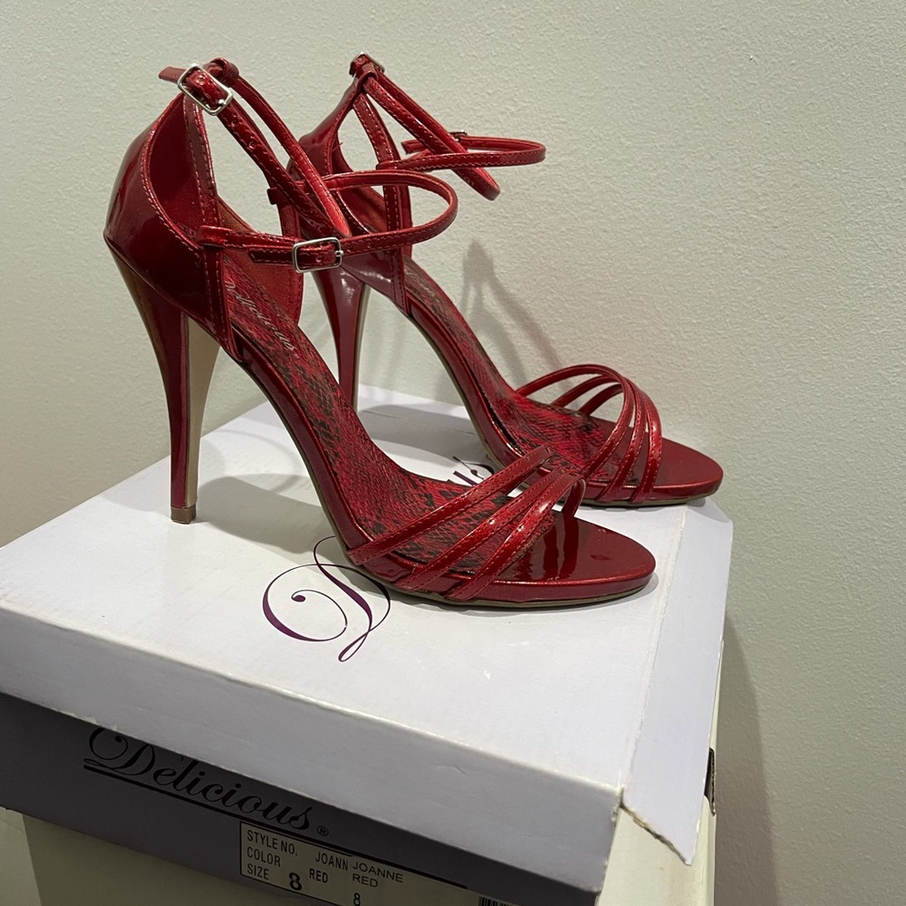 Red strappy heels